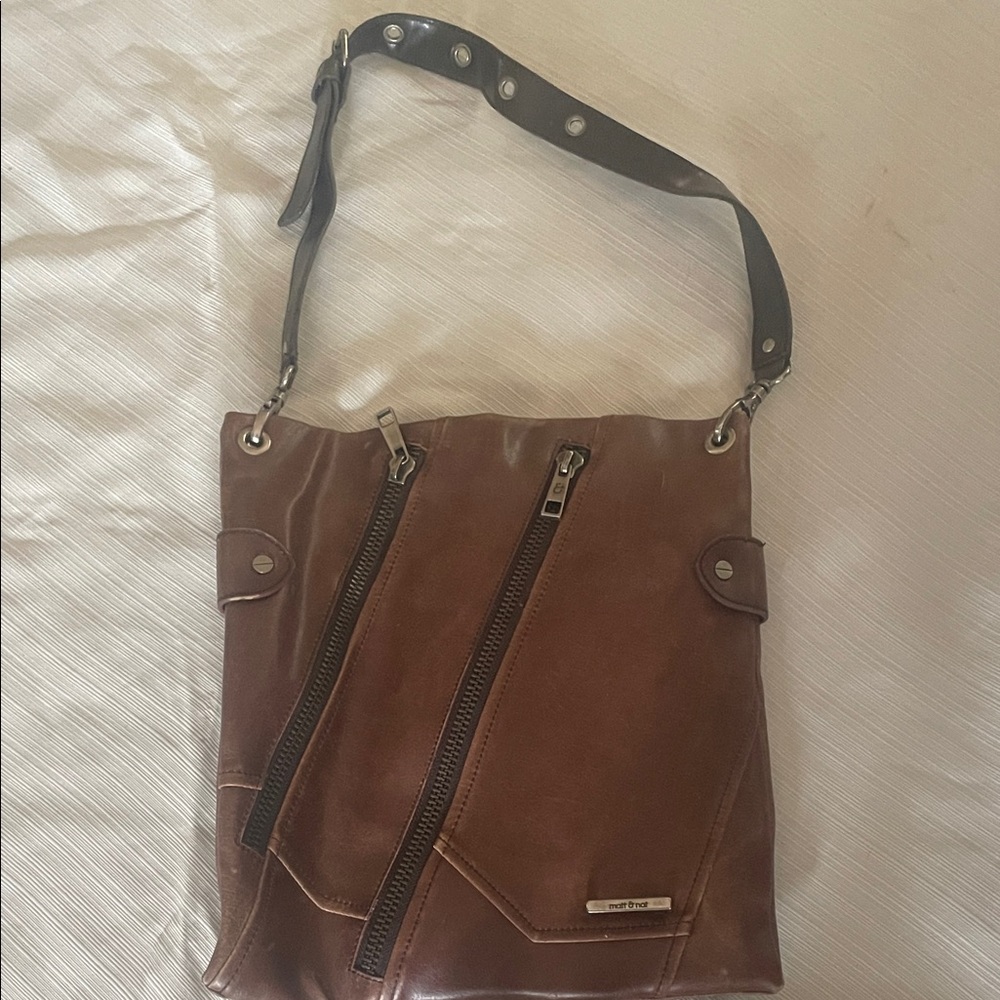 Matt & Nat Brown Messenger Bag with Black Strap